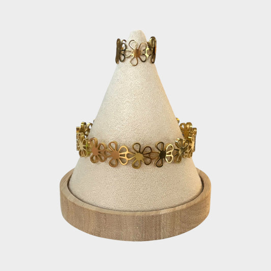 Floral Bracelet Ring Gold Set