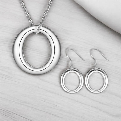Conjunto original de joyas redondas de plata