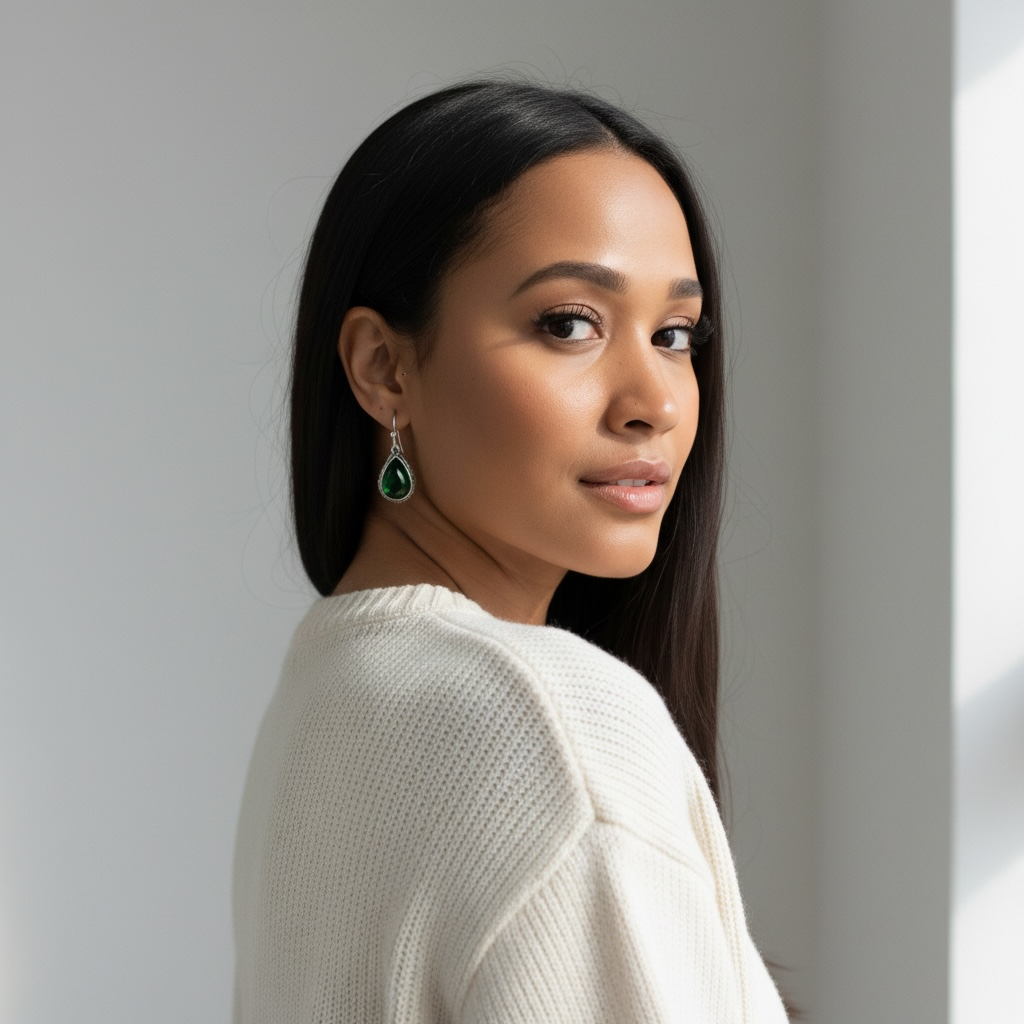 Green Stone Dangle Earring