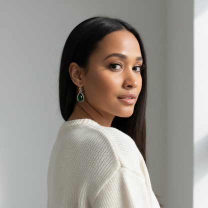 Green Stone Dangle Earring