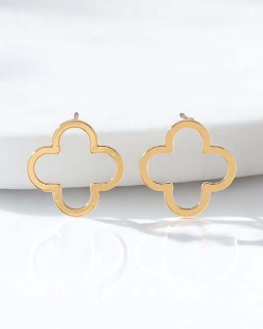 Stainless Steel Flower Ear Gold Studs