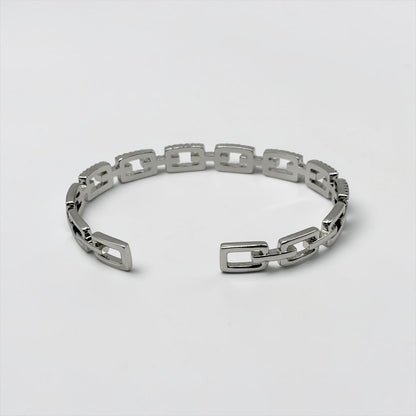Pulsera abierta elegante ajustable con forma cuadrada geométrica