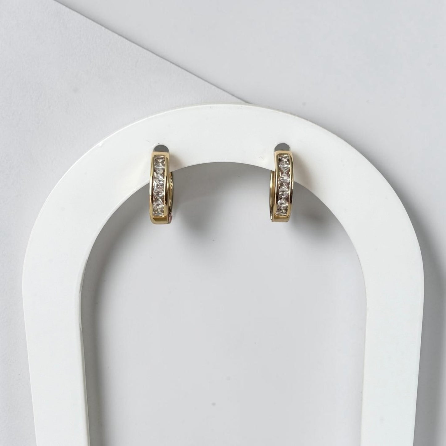 Small Gold Zircon Hoop Earrings
