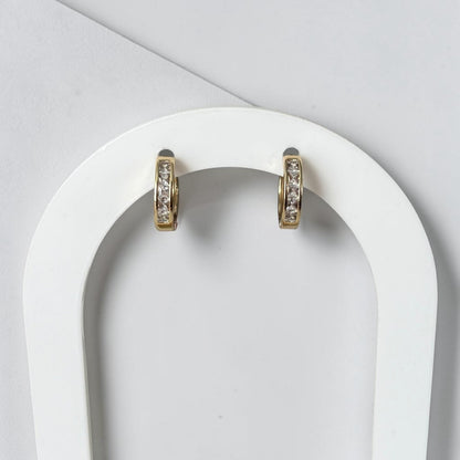 Small Gold Zircon Hoop Earrings