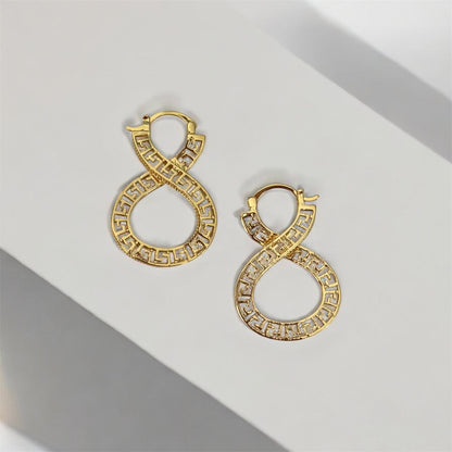 Infinity Greek Key Gold Hoops