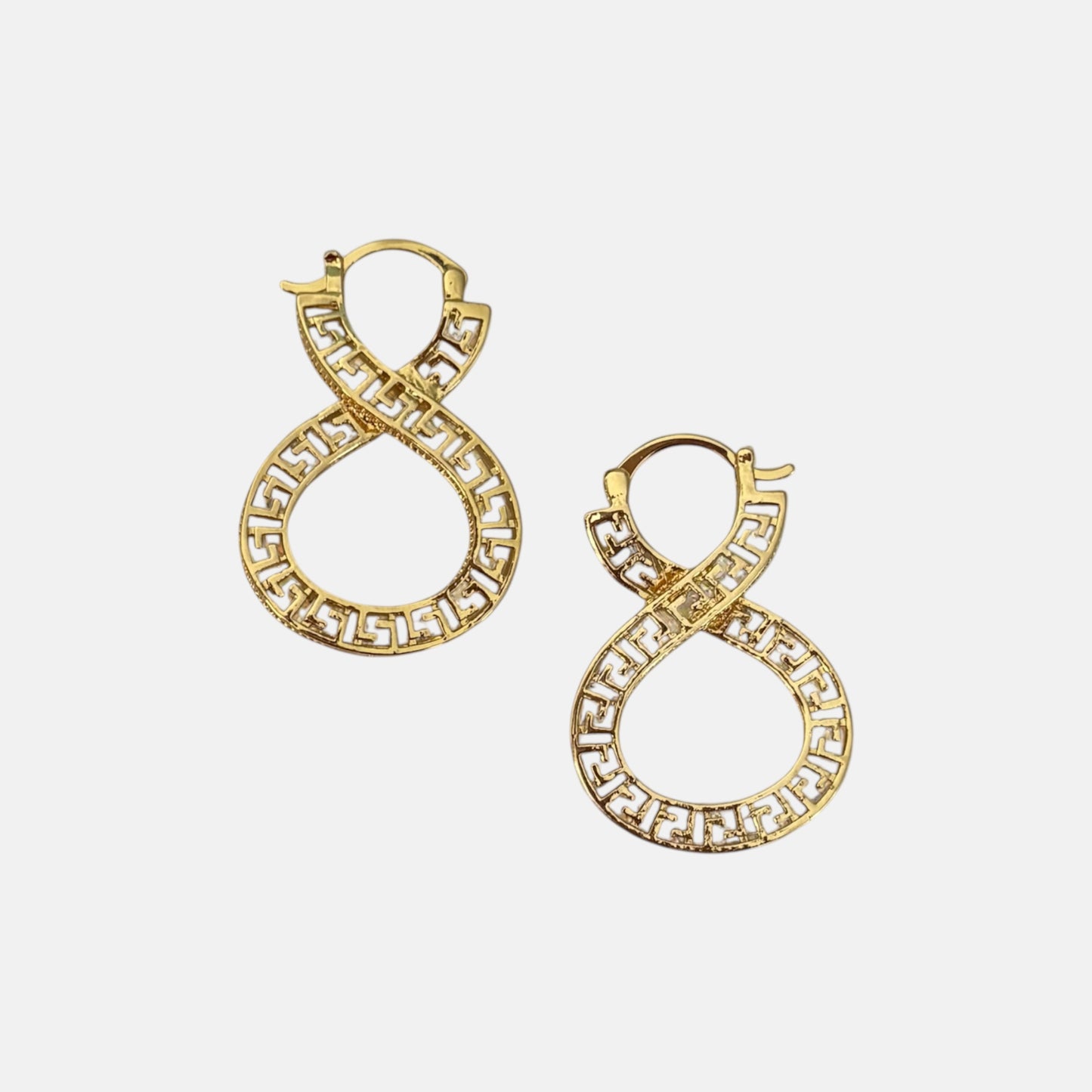 Infinity Greek Key Gold Hoops