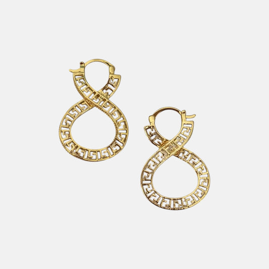 Infinity Greek Key Gold Hoops
