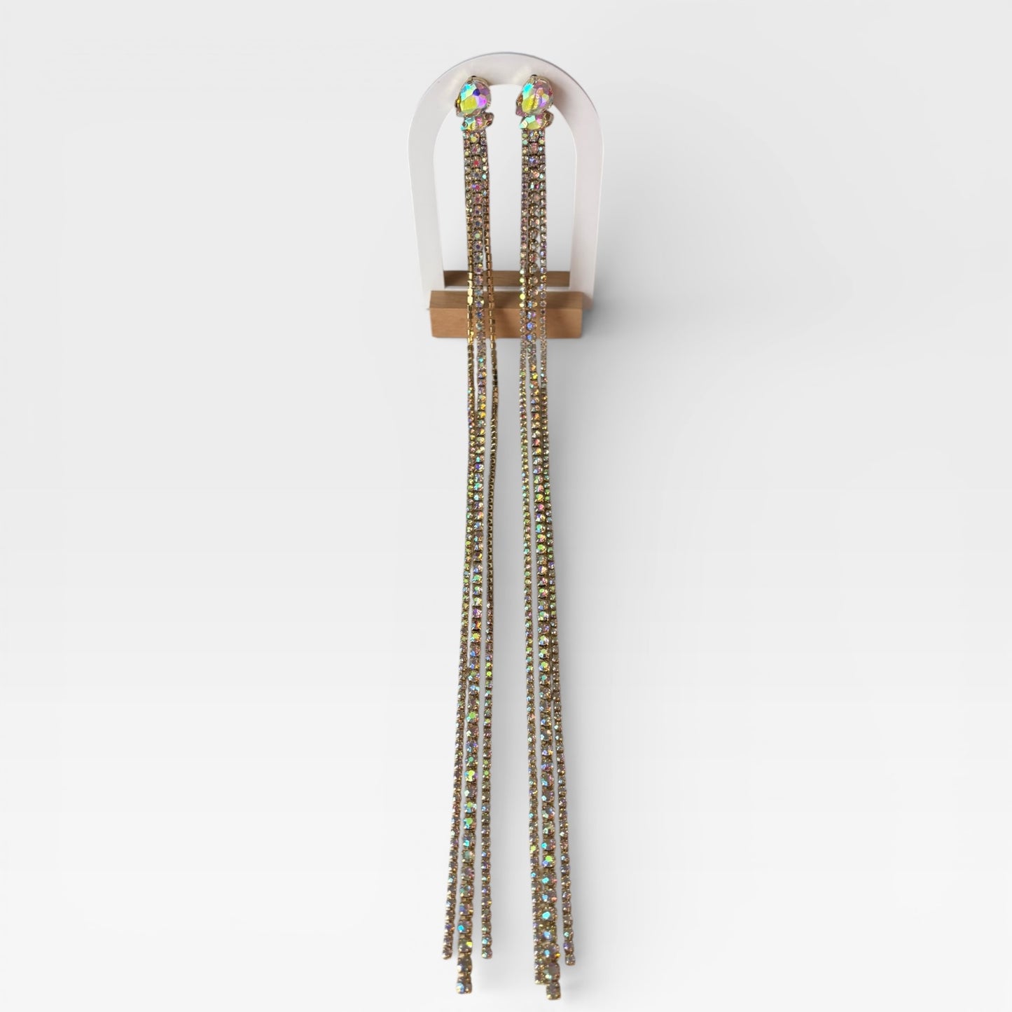 Pendientes geométricos superlargos con diamantes de imitación de colores
