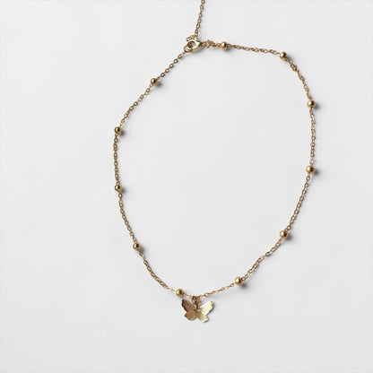 Butterfly Gold Choker W/ Back Chain Tassel