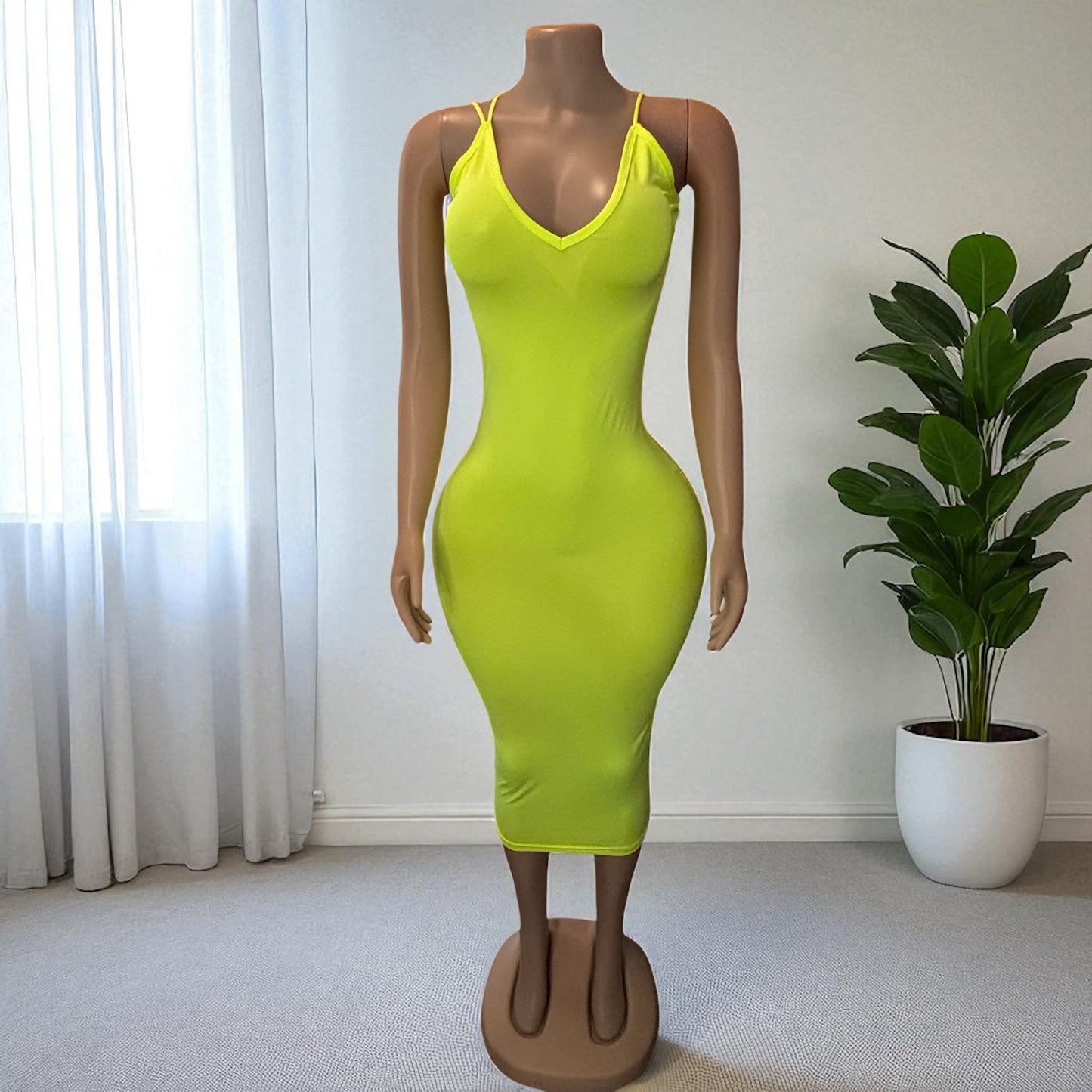 Vestido maxi ajustado sexy con escote en V