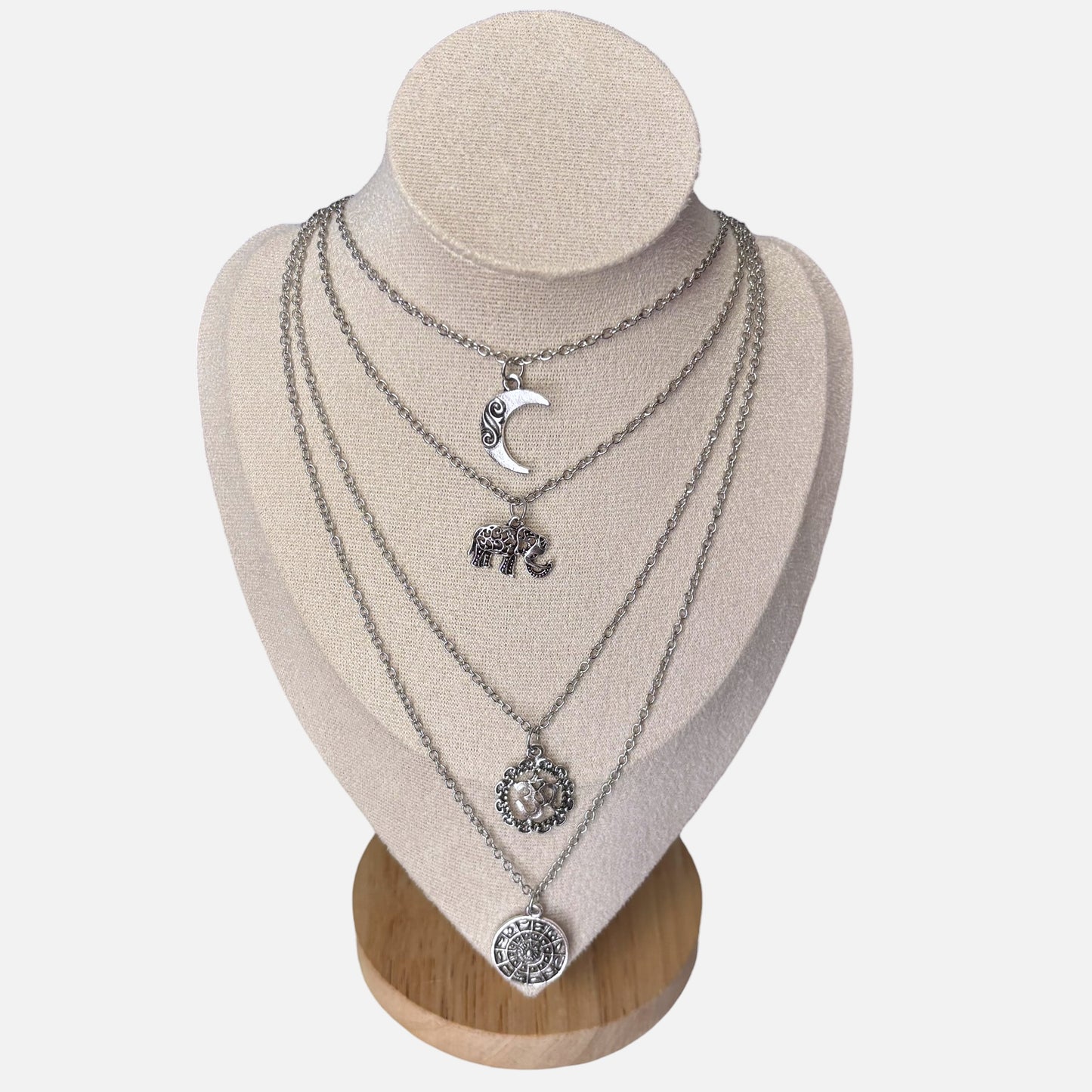 Mystic Charm Layered Silver Necklace