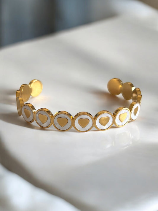 Gold Hearts Stainless Steel Cuff