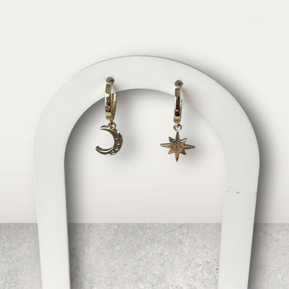 Star And Moon Earrings Set