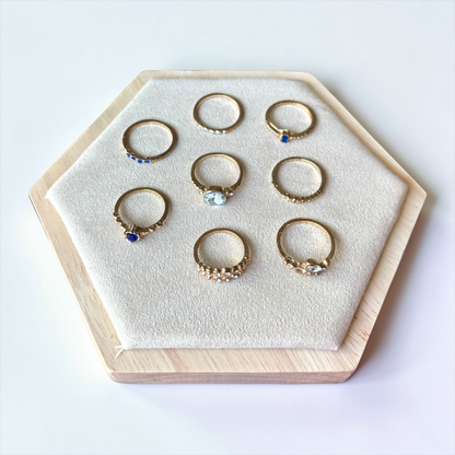 Conjunto de anillos vintage dorados y azules