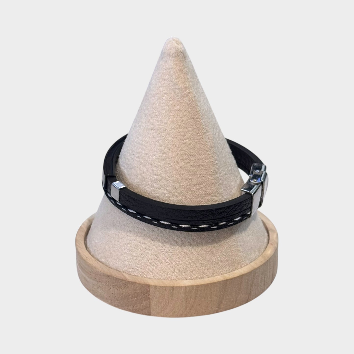 Pulsera de cuero negra para hombre