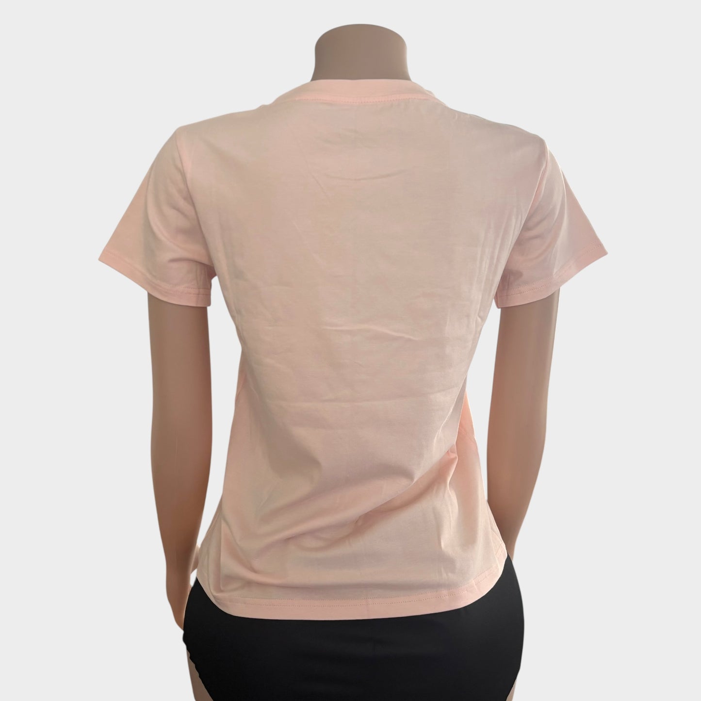Camiseta con estampado de letras rosa suave para mujer