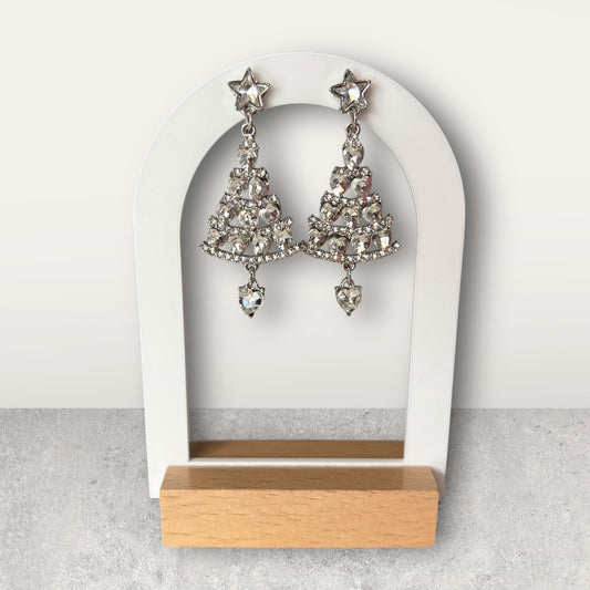 Rhinestone Christmas Tree Dangle Earring