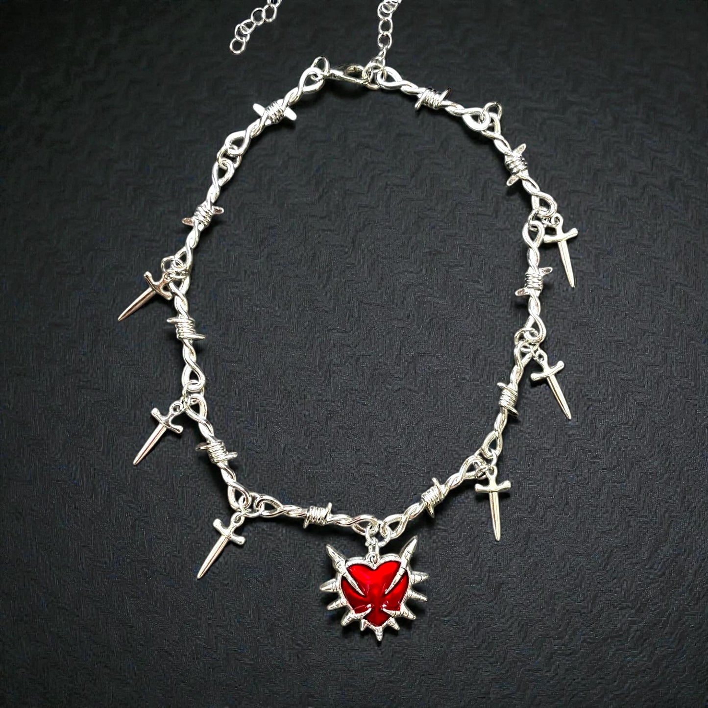 Punk Red Heart Choker