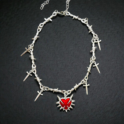 Punk Red Heart Choker