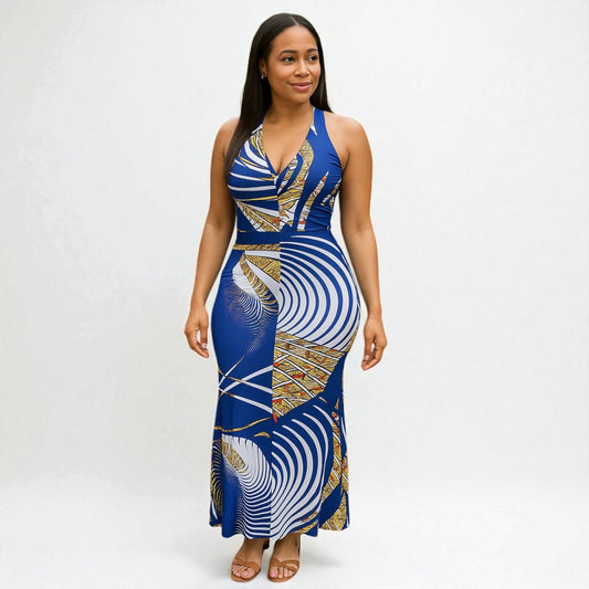 Sleeveless Long V-Neck Maxi Dress