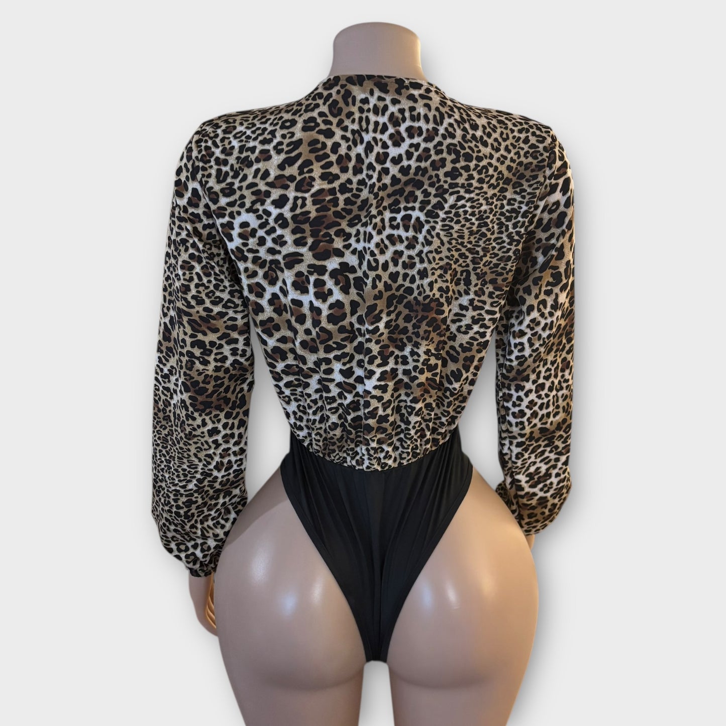 Long Sleeve Leopard V Neck Bodysuit