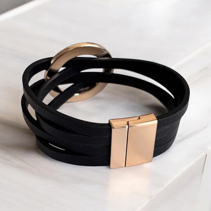 Elegant Leather Black Bracelet