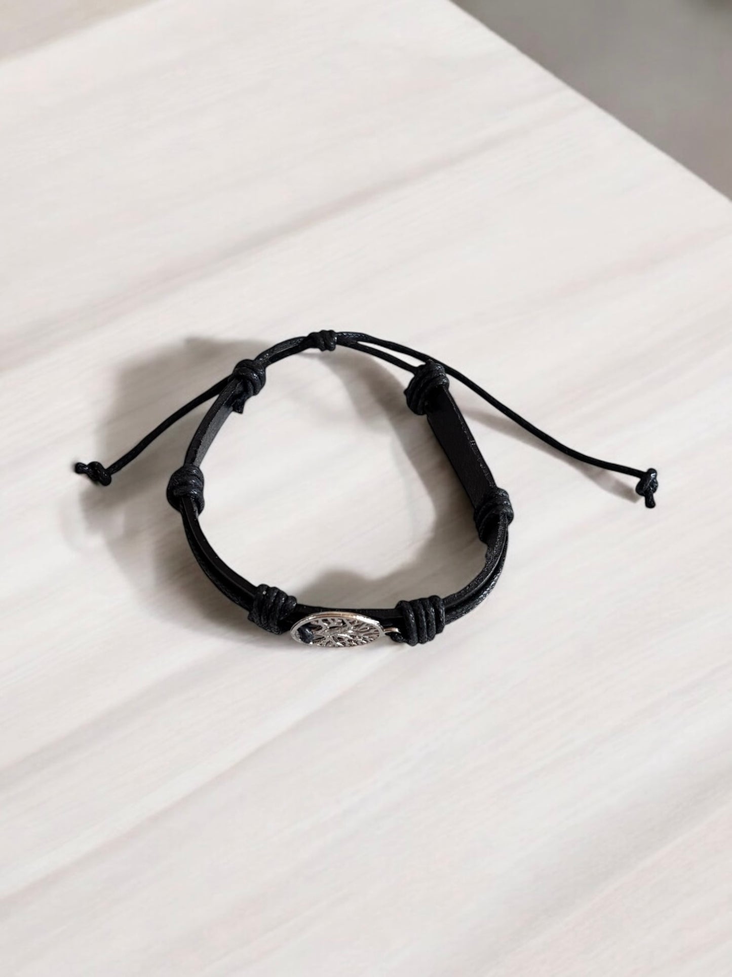 Tree Of Life Charm Leather Rope Chain Bracelet