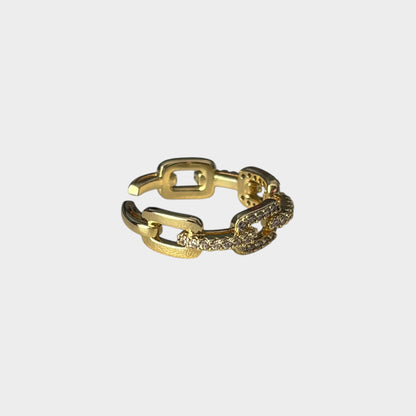 Gold & Crystal Adjustable Chain Ring