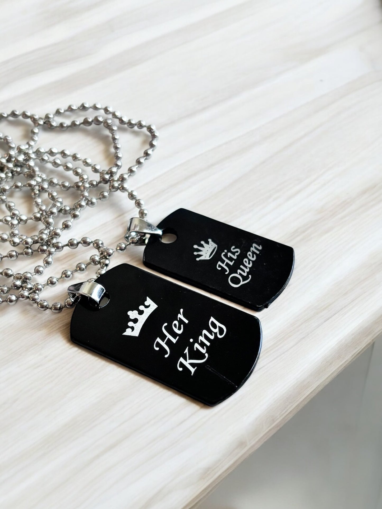 Her King His Queen Matching Couple Necklaces