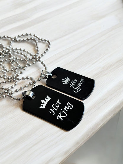 Her King His Queen Matching Couple Necklaces