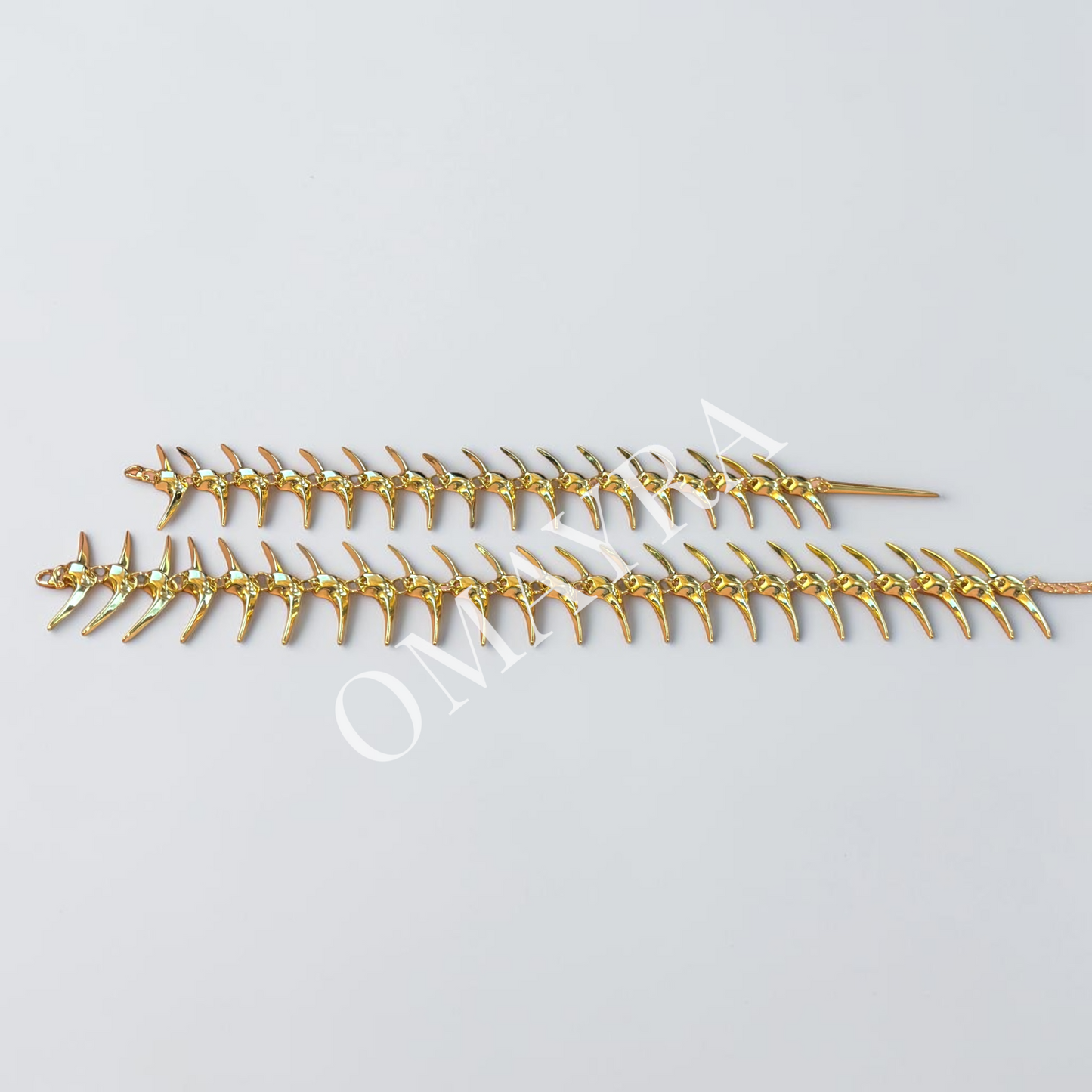 Gold Adjustable Punk Skeleton Choker with Back Chain