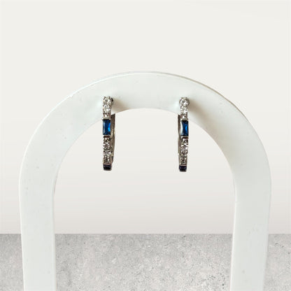 Royal Blue & Silver Round Elegant Earring