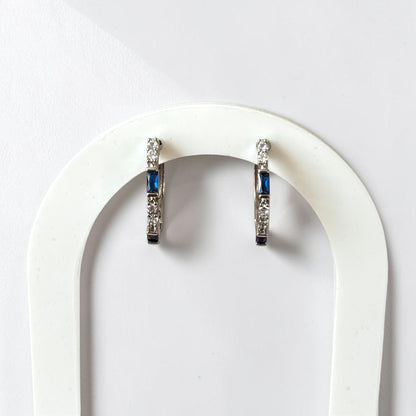 Royal Blue & Silver Round Elegant Earring