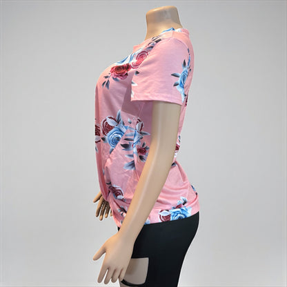 Pink Floral Shirt With Knot Top