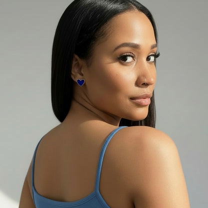 Small Dark Blue Heart Earring