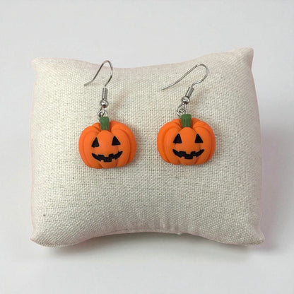 Happy Face Pumpking Small Drop Earring