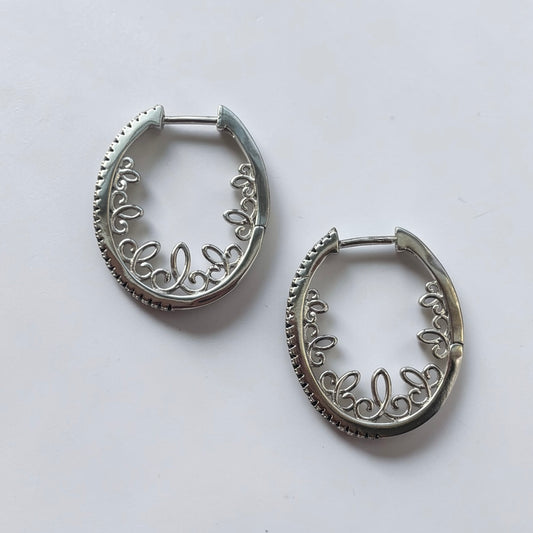 Oval Hoop Silver Earrings