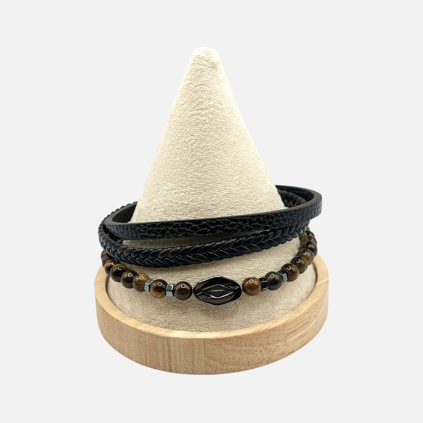 Pulsera clásica de cuero multicapa para hombre