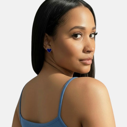 Small Dark Blue Heart Earring
