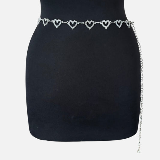 Silver Heart Link Waist Chain