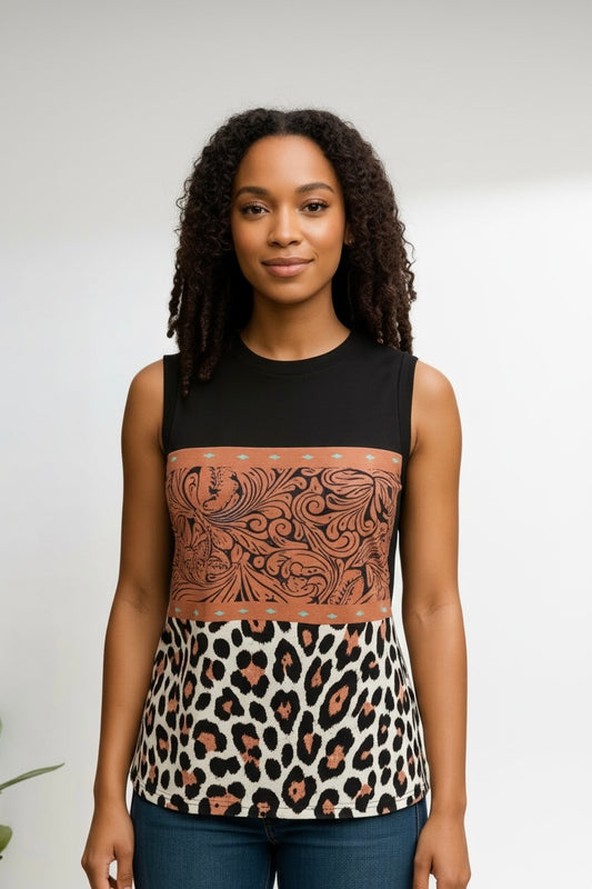 Leopard Multi Color-Block T-shirt