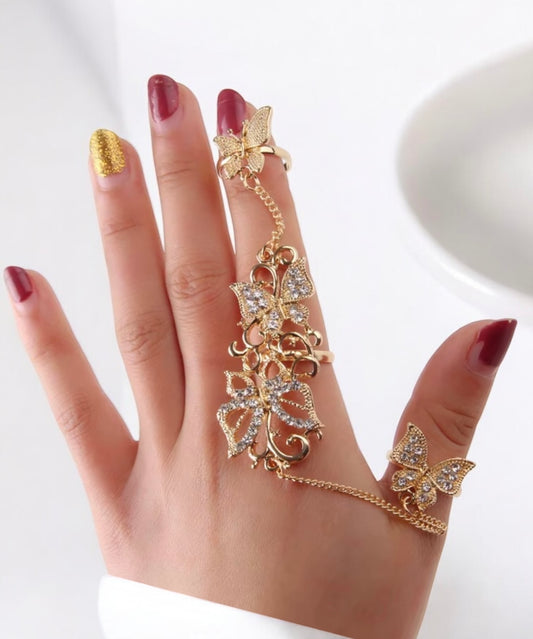 Gold Unique Butterflies Adjustable Ring