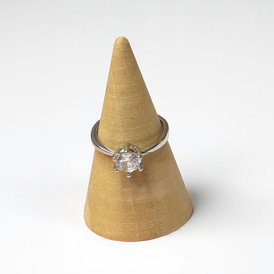 Minimalist Crystal Sterling Silver Ring