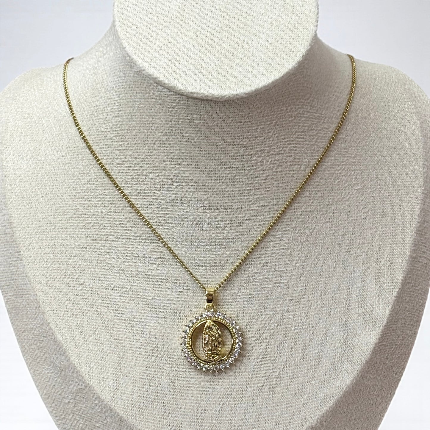 Virgin Mary Pendant Cuban Link Necklace