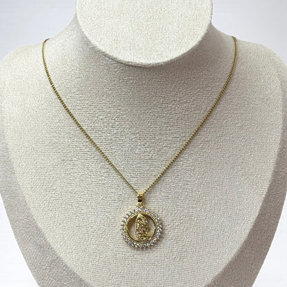 Virgin Mary Pendant Cuban Link Necklace