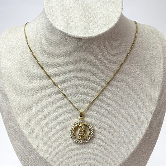 Virgin Mary Pendant Cuban Link Necklace