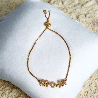 Pulseras de lujo ajustables de oro para mamá