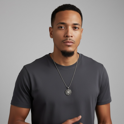 Vintage Round Pendant Men Necklace