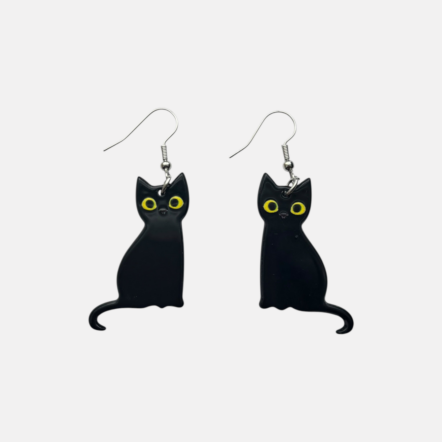 Small Black Cat Drop Earring