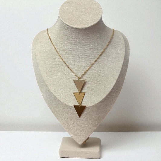 Gold Triple Triangle Long Necklace
